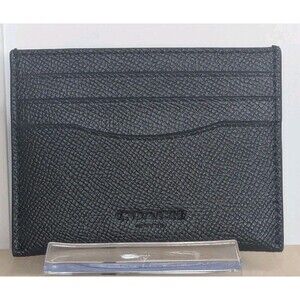 Coach Flat Card Case - Crossgrain, Leather, Black, Unisex